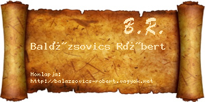 Balázsovics Róbert névjegykártya